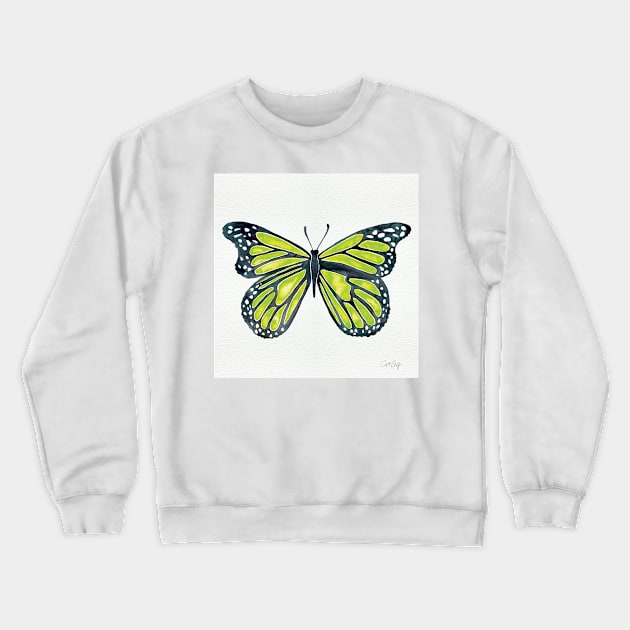 Lime Butterfly Crewneck Sweatshirt by CatCoq